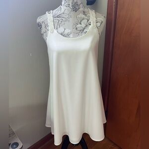 Lulu’s Small Beaded-Strap White Mini Dress